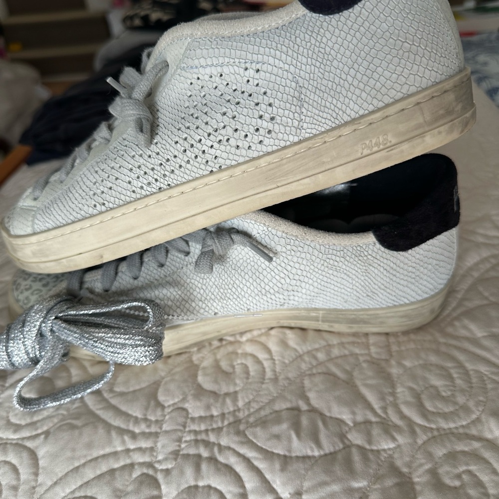 P448 Faux Snake and Leopard Leather Sneakers 38 - Picture 5 of 10
